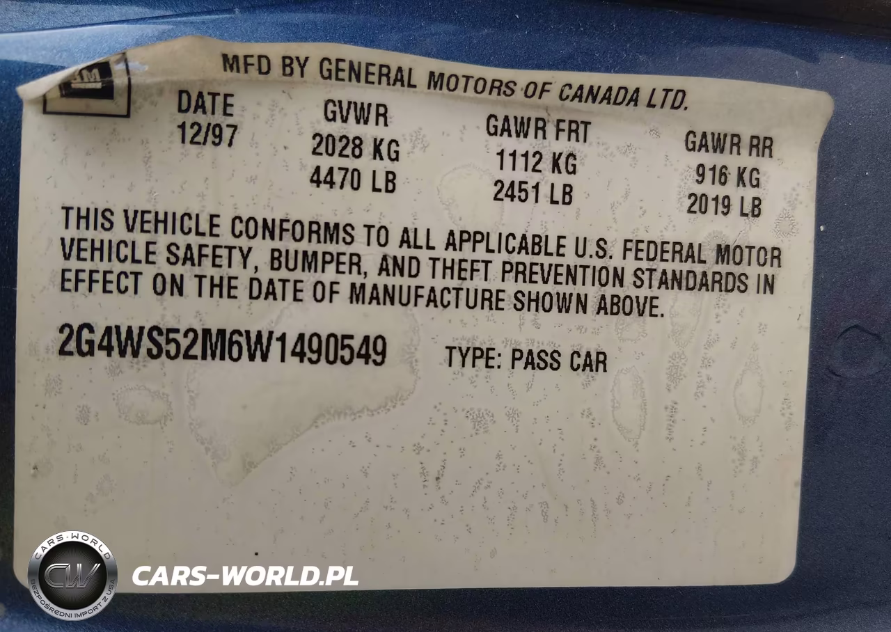 1998 Buick Century Custom VIN:2G4WS52M6W1490549 - 9