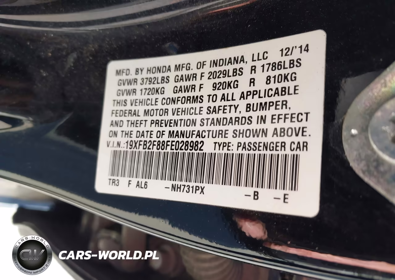 2015 Honda Civic Ex VIN:19XFB2F88FE028982 - 9
