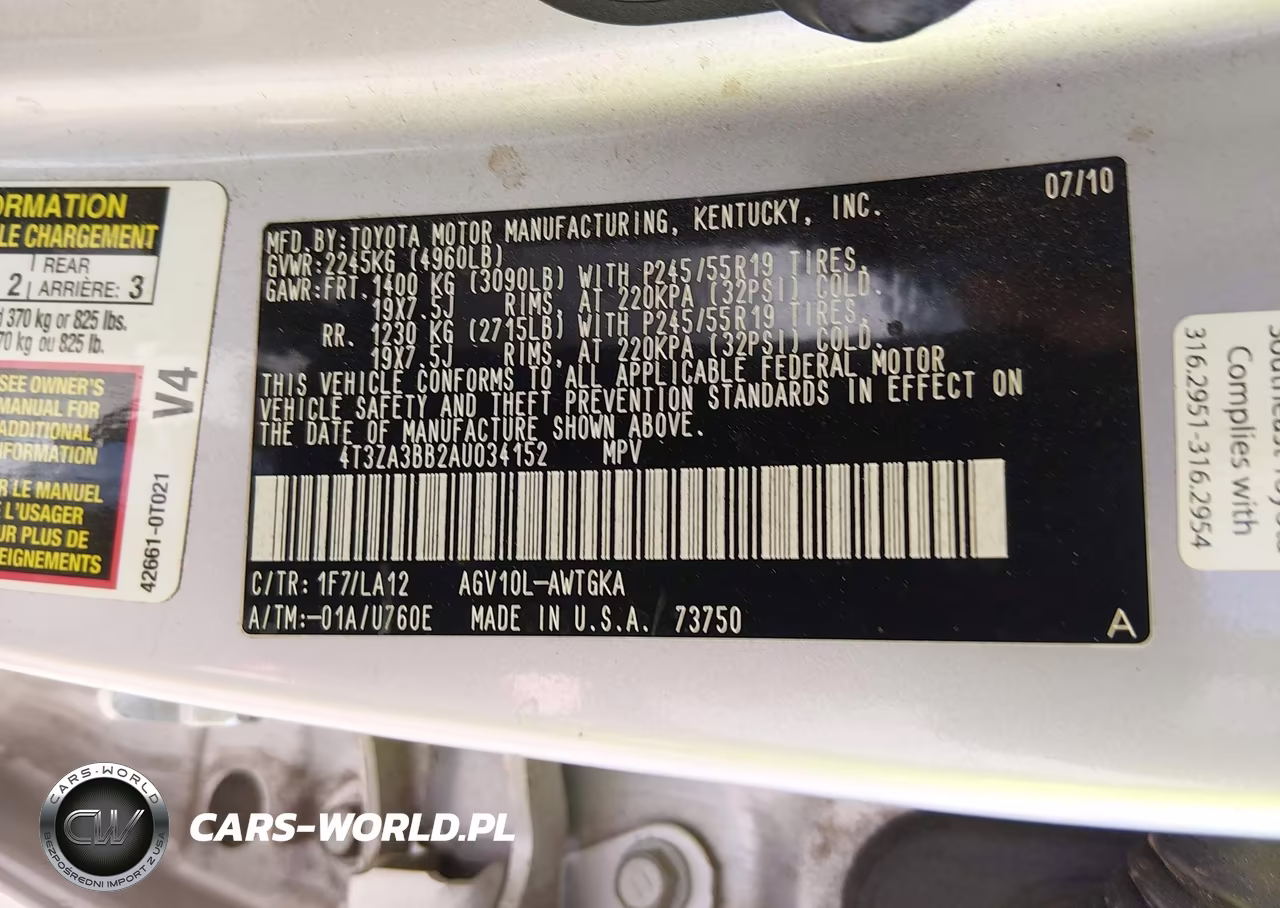2010 Toyota Venza VIN:4T3ZA3BB2AU034152 - 8