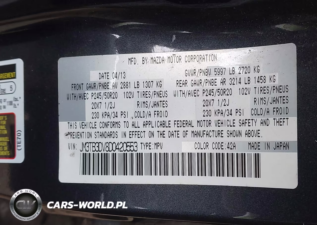 2013 Mazda Cx-9 Grand Touring VIN:JM3TB3DV8D0420553 - 9