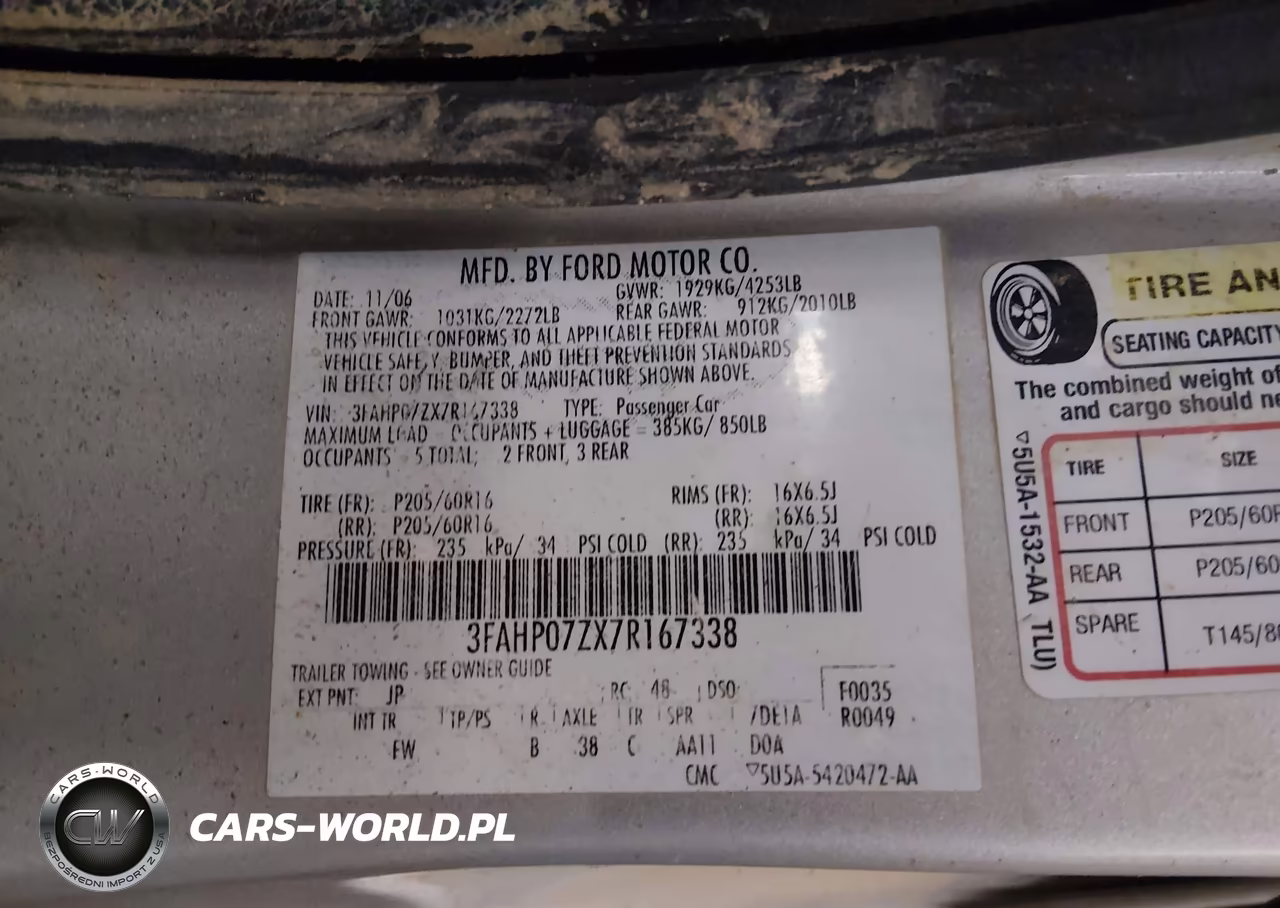 2007 Ford Fusion Se VIN:3FAHP07ZX7R167338 - 9