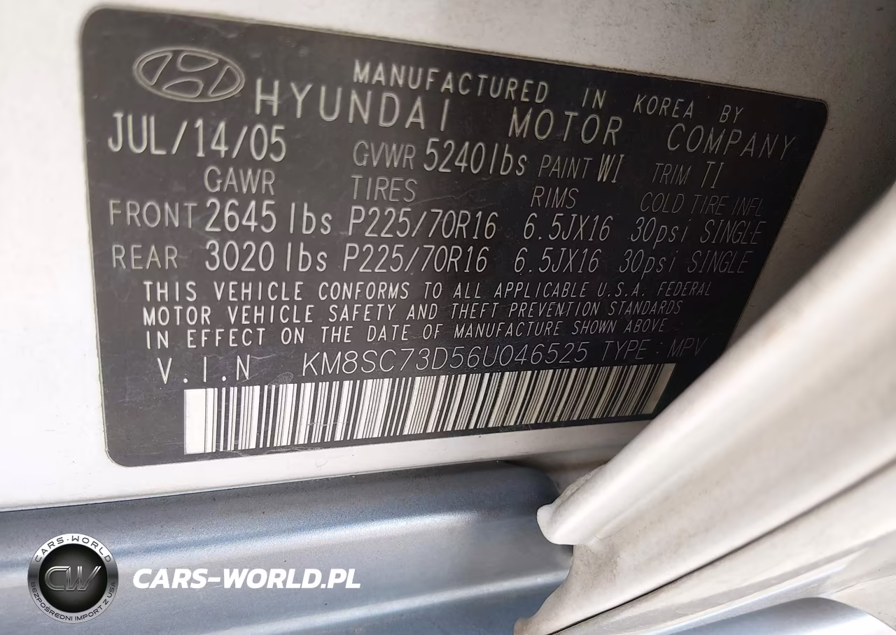 2006 Hyundai Santa Fe Gls VIN:KM8SC73D56U046525 - 9