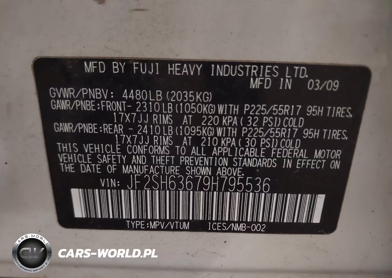 2009 Subaru Forester 2.5X VIN:JF2SH63679H795536 - 9