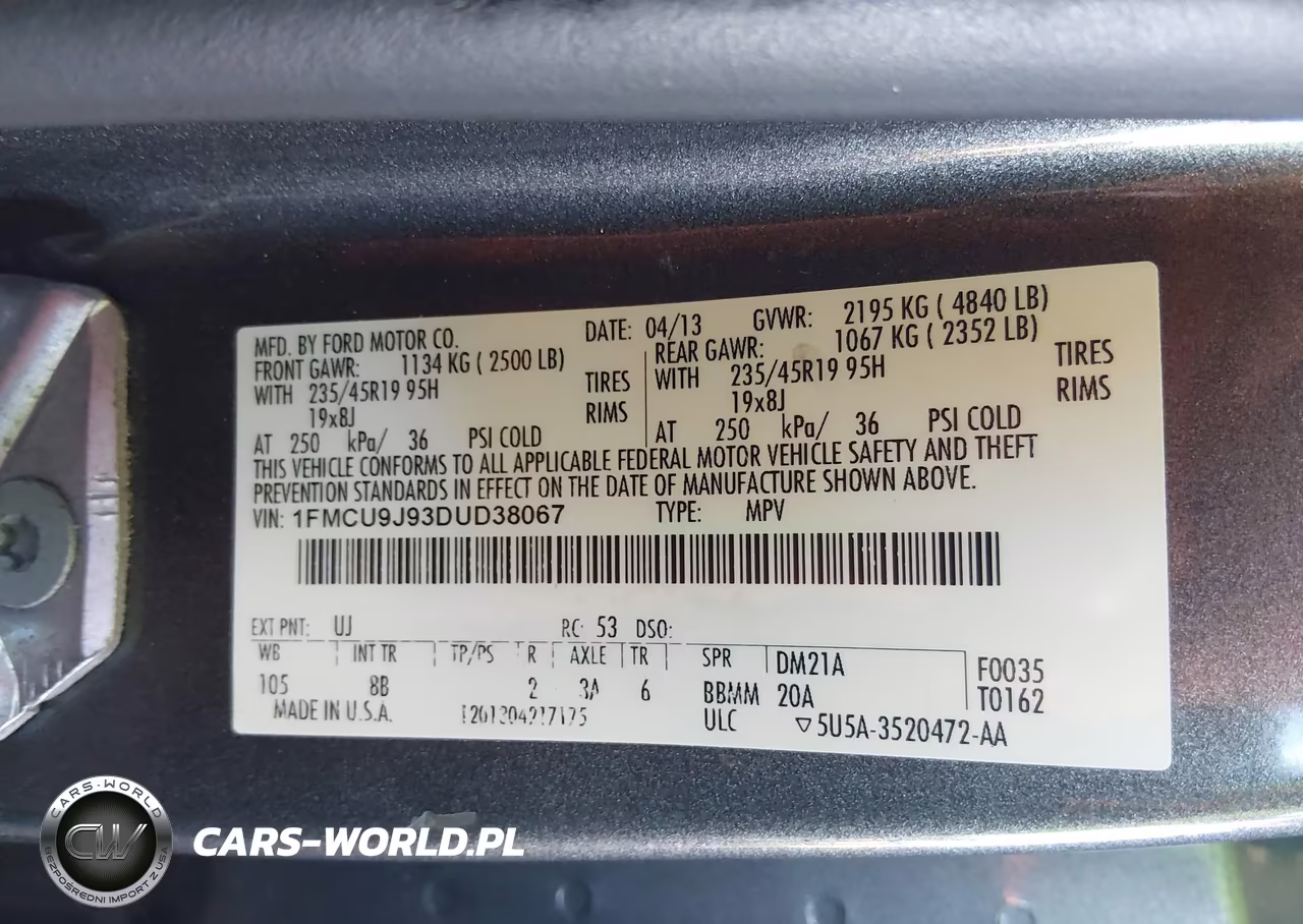 2013 Ford Escape Titanium VIN:1FMCU9J93DUD38067 - 9