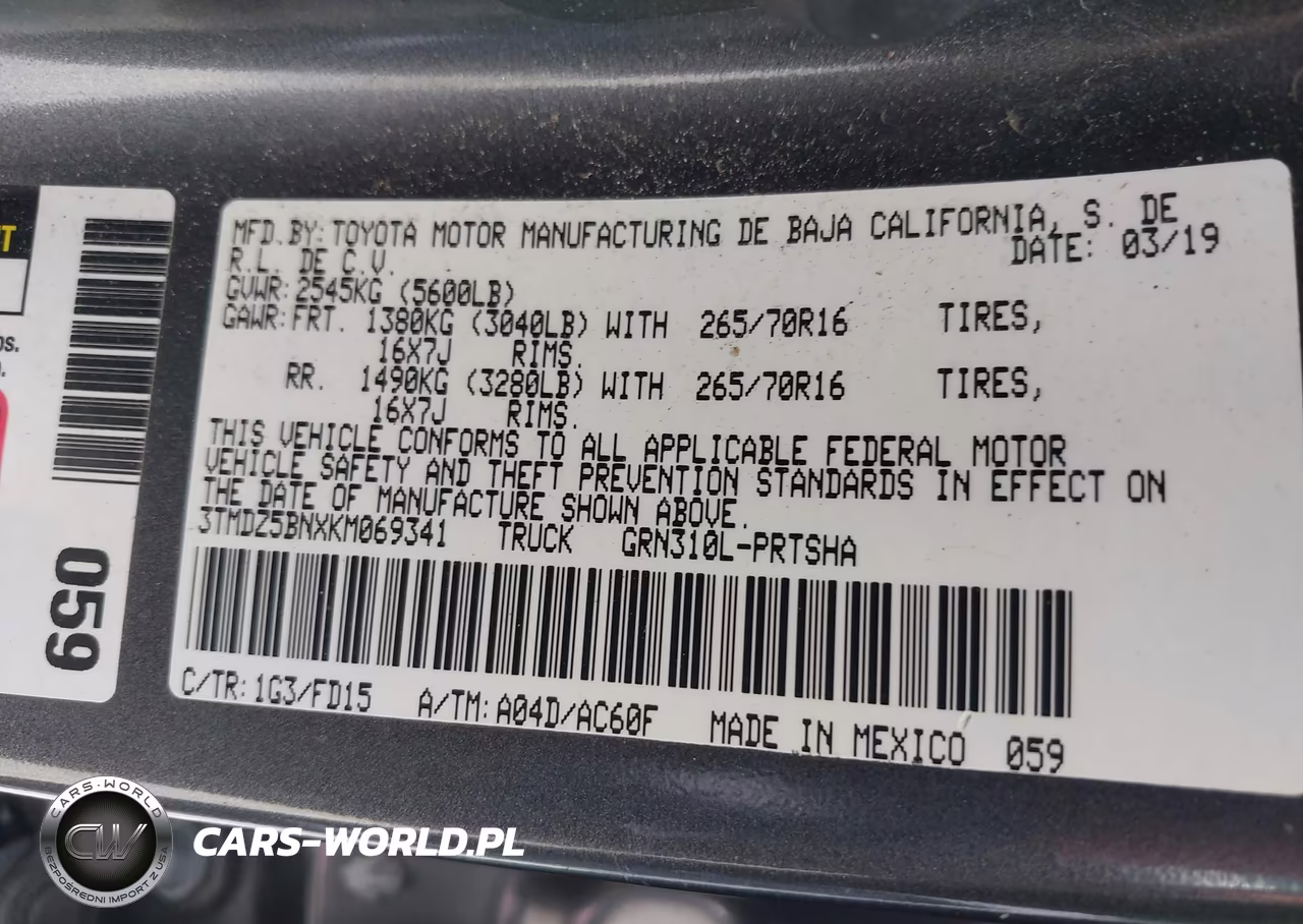 2019 Toyota Tacoma Trd Off Road VIN:3TMDZ5BNXKM069341 - 9