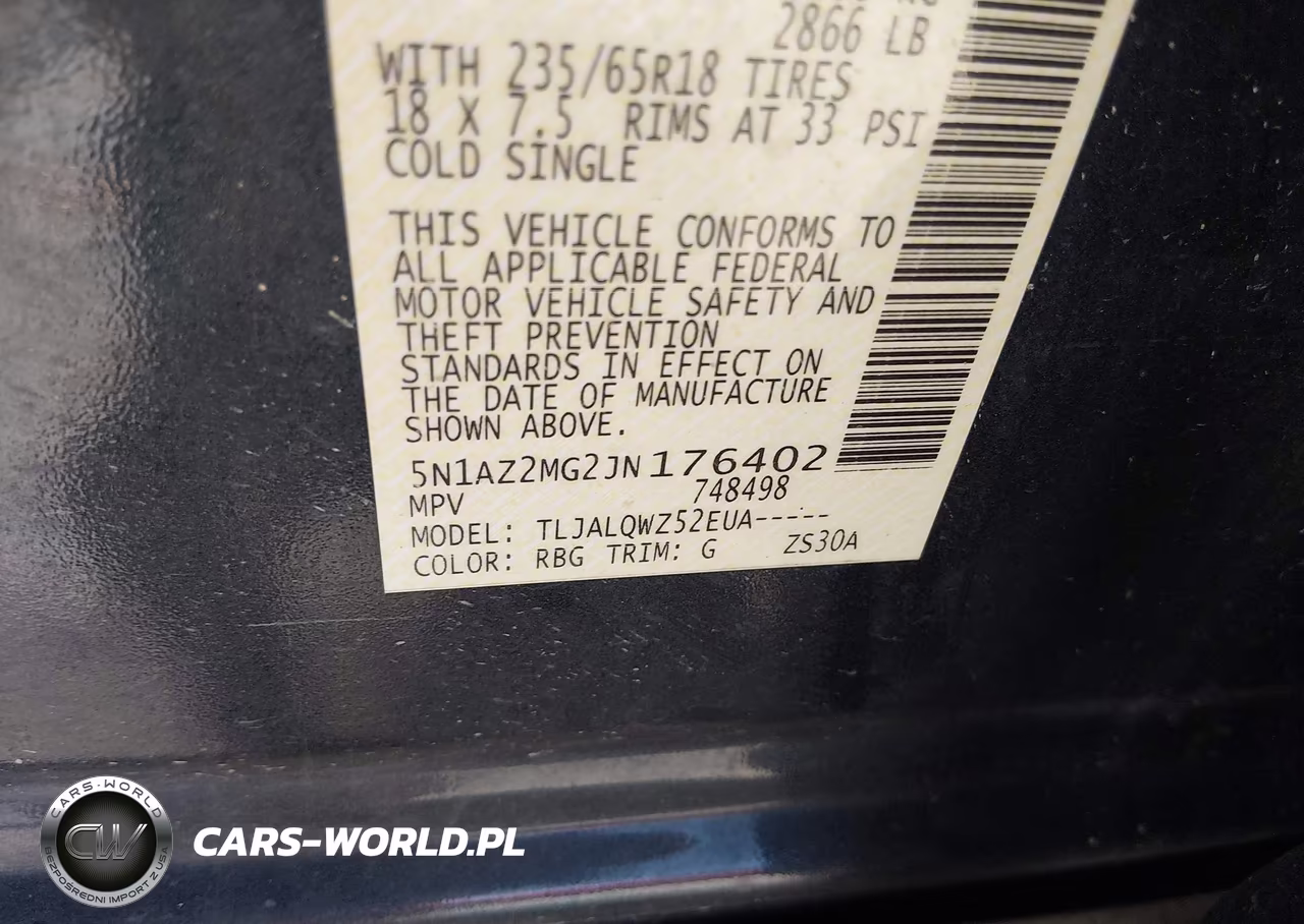2018 Nissan Murano Sv VIN:5N1AZ2MG2JN176402 - 9