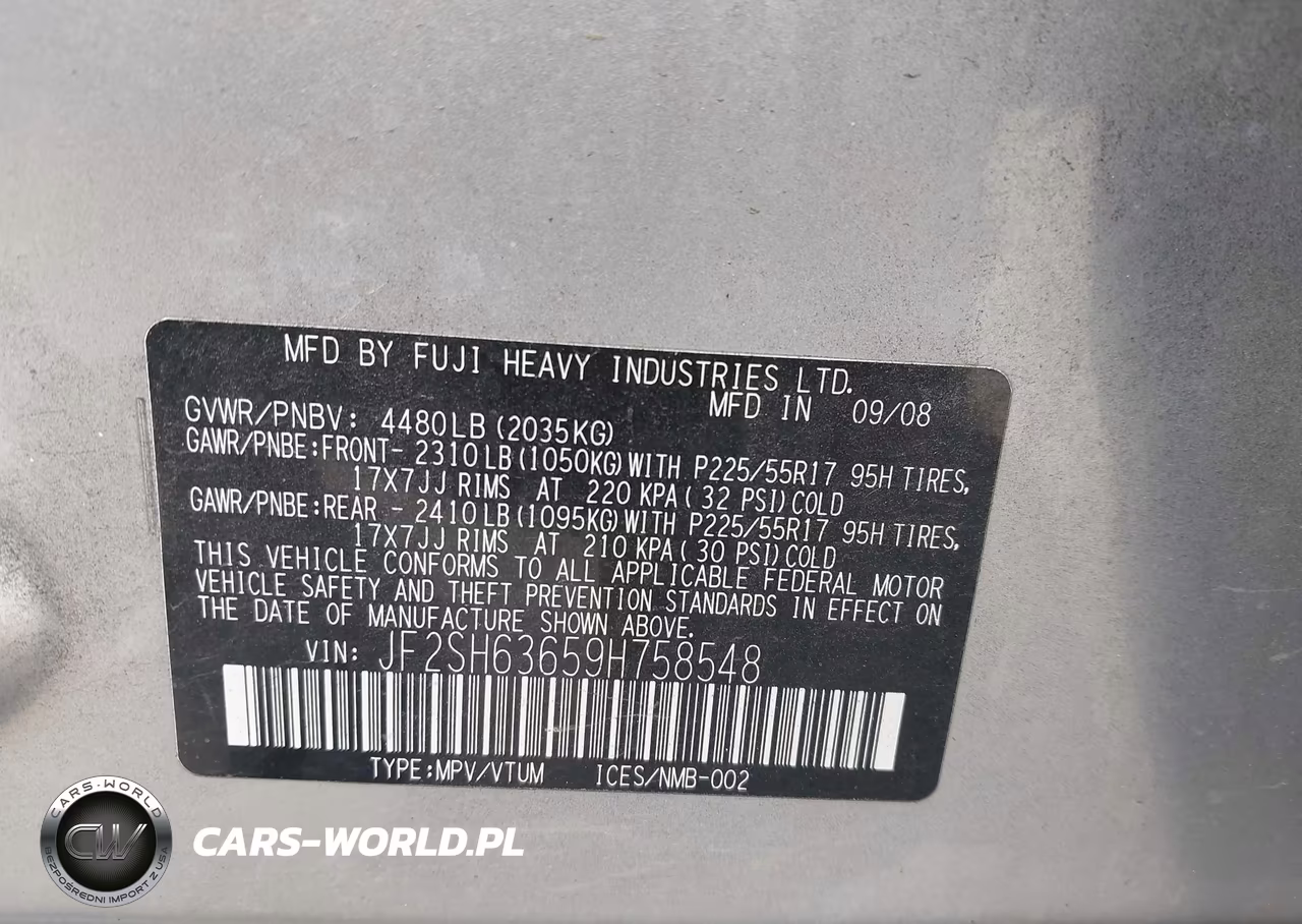 2009 Subaru Forester 2.5X VIN:JF2SH63659H758548 - 9