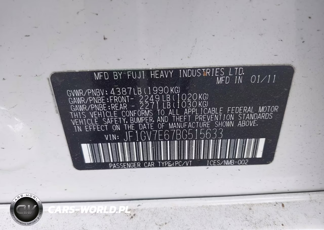 2011 Subaru Impreza Wrx VIN:JF1GV7E67BG515633 - 9