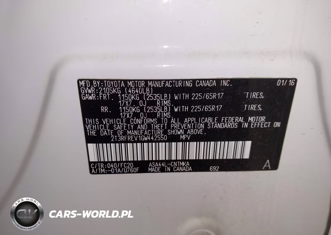 2016 Toyota Rav4 Xle VIN:2T3RFREV1GW442550 - 9