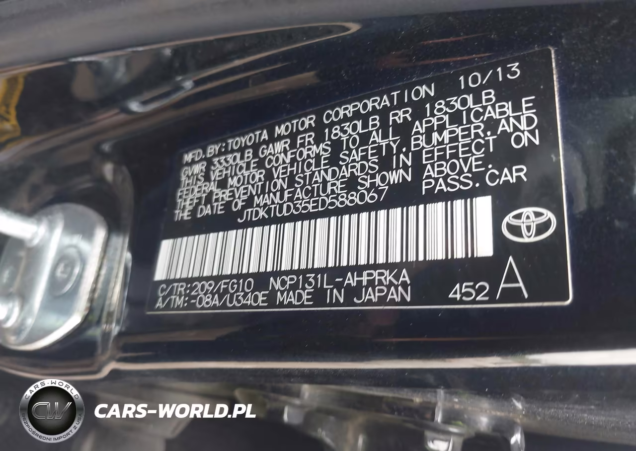2014 Toyota Yaris Le (Tmc-Cbu Plant) VIN:JTDKTUD35ED588067 - 9