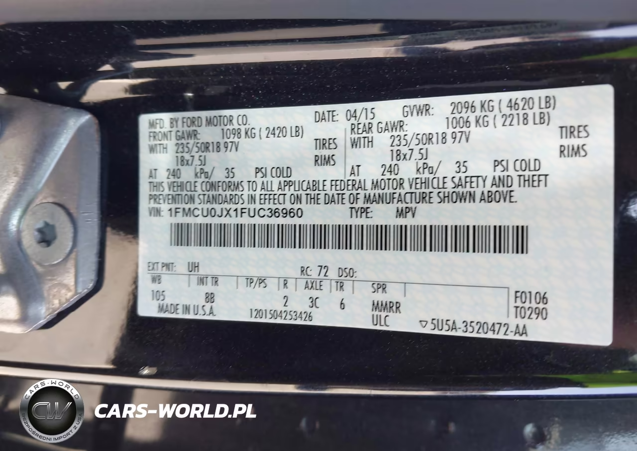 2015 Ford Escape Titanium VIN:1FMCU0JX1FUC36960 - 9