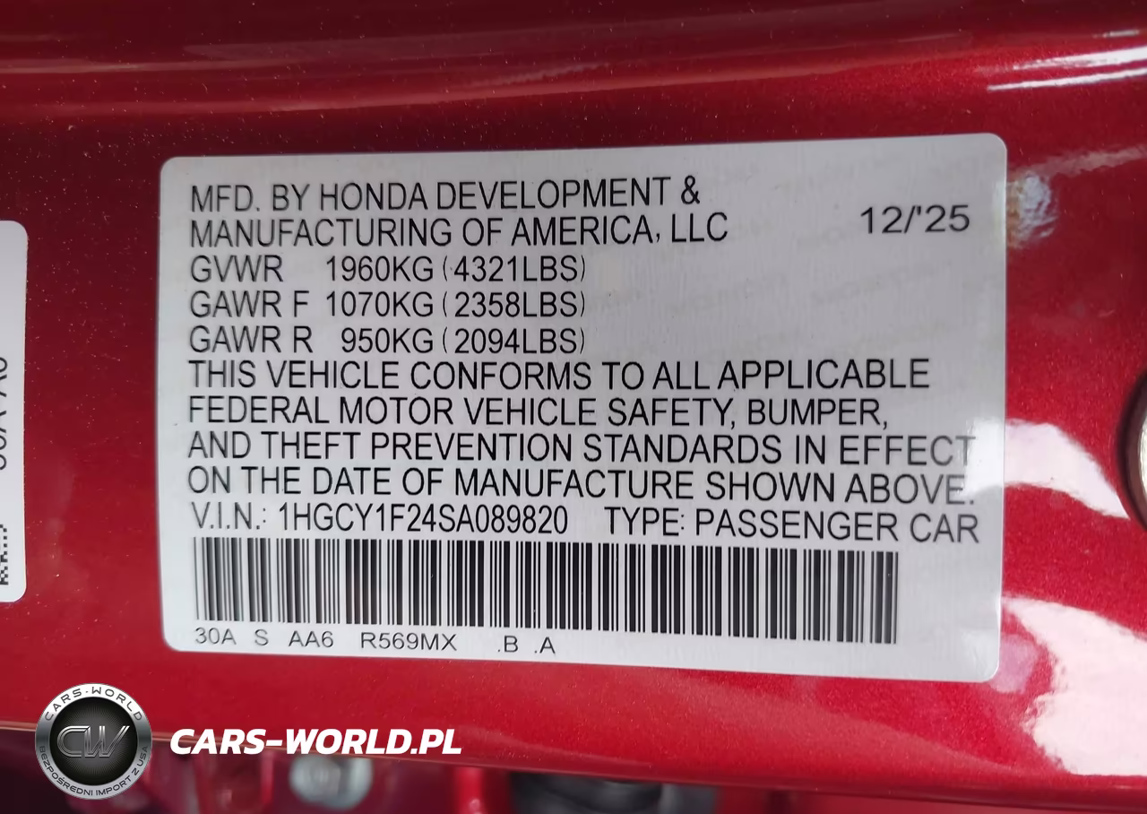 2025 Honda Accord Lx VIN:1HGCY1F24SA089820 - 9