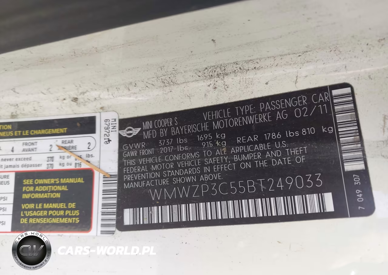 2011 Mini Cooper S VIN:WMWZP3C55BT249033 - 9