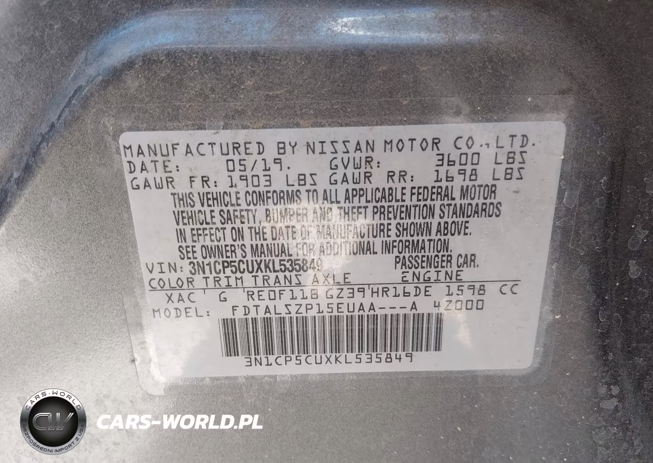 2019 Nissan Kicks Sv VIN:3N1CP5CUXKL535849 - 9