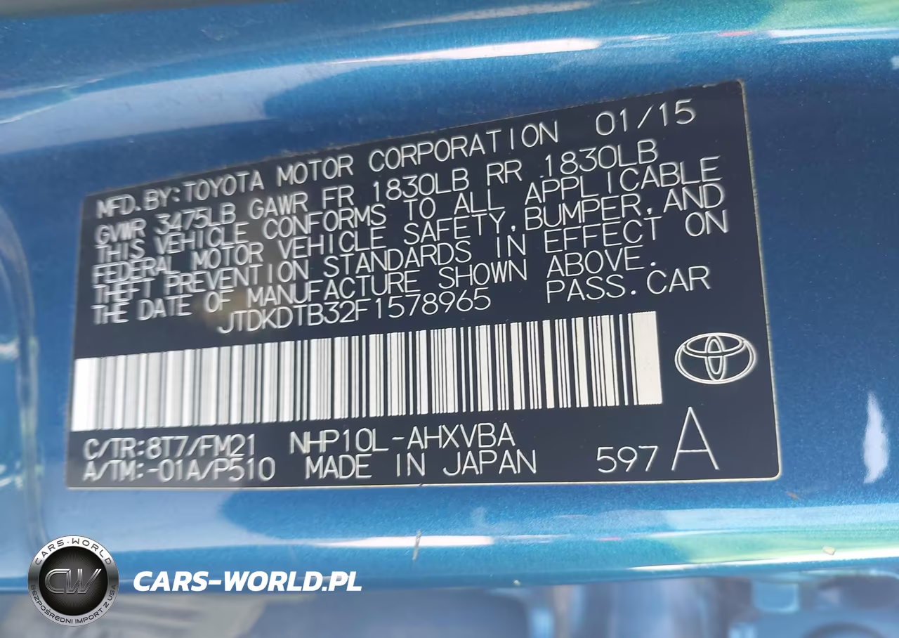 2015 Toyota Prius C Two VIN:JTDKDTB32F1578965 - 9