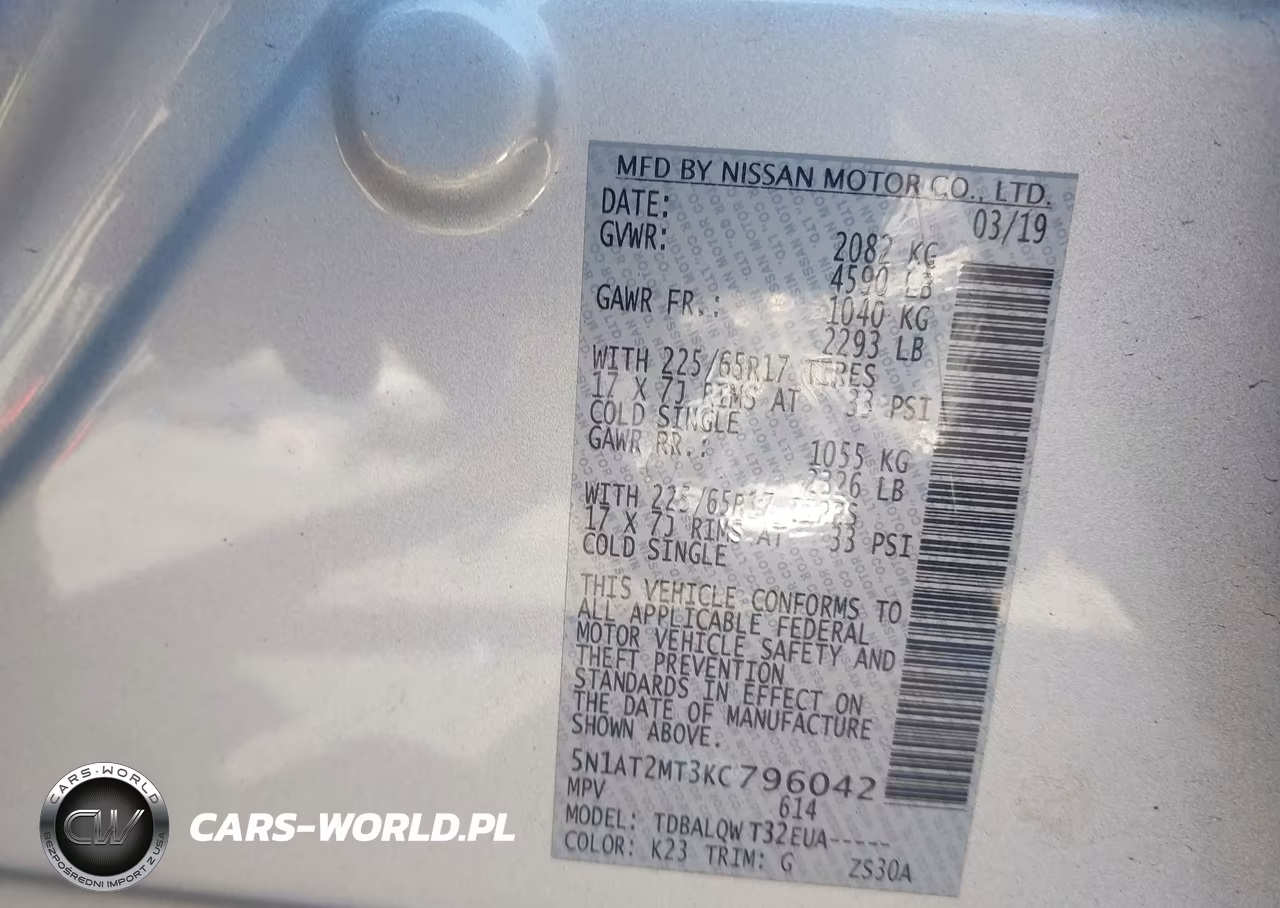 2019 Nissan Rogue Sv VIN:5N1AT2MT3KC796042 - 9