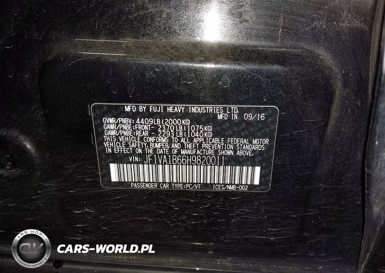2017 Subaru Wrx VIN:JF1VA1B66H9820011 - 9