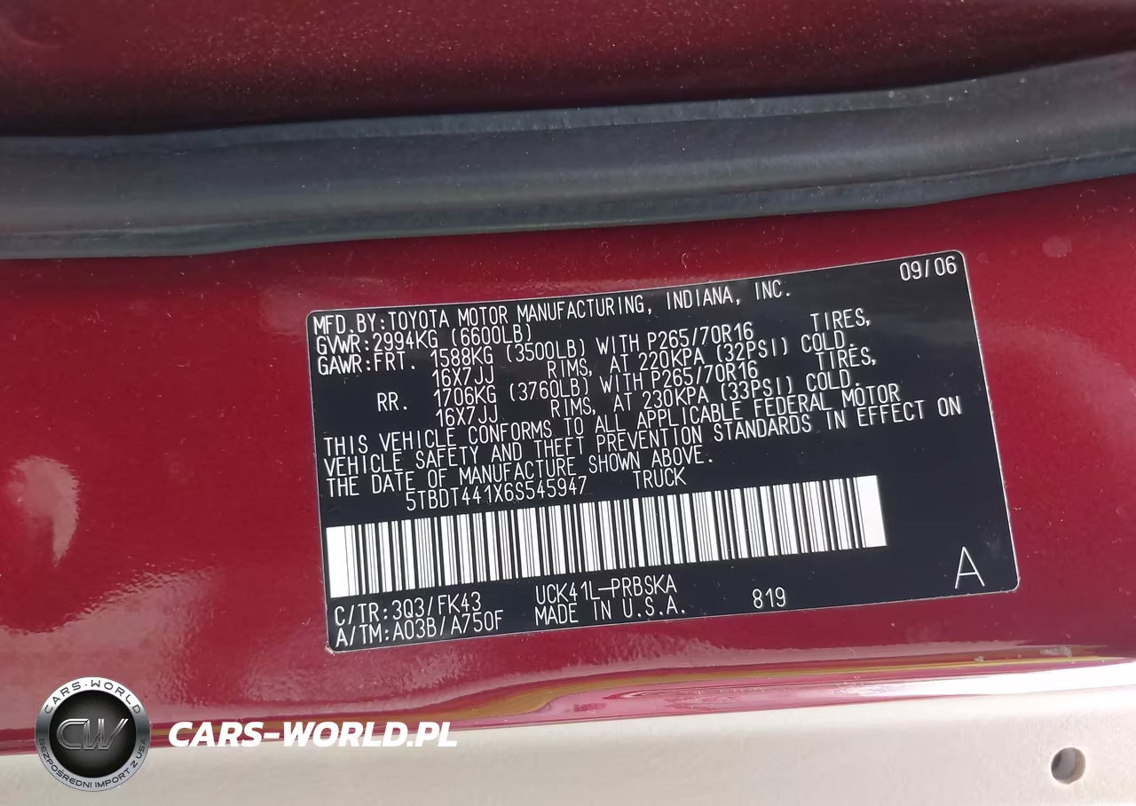 2006 Toyota Tundra Sr5 V8 VIN:5TBDT441X6S545947 - 9