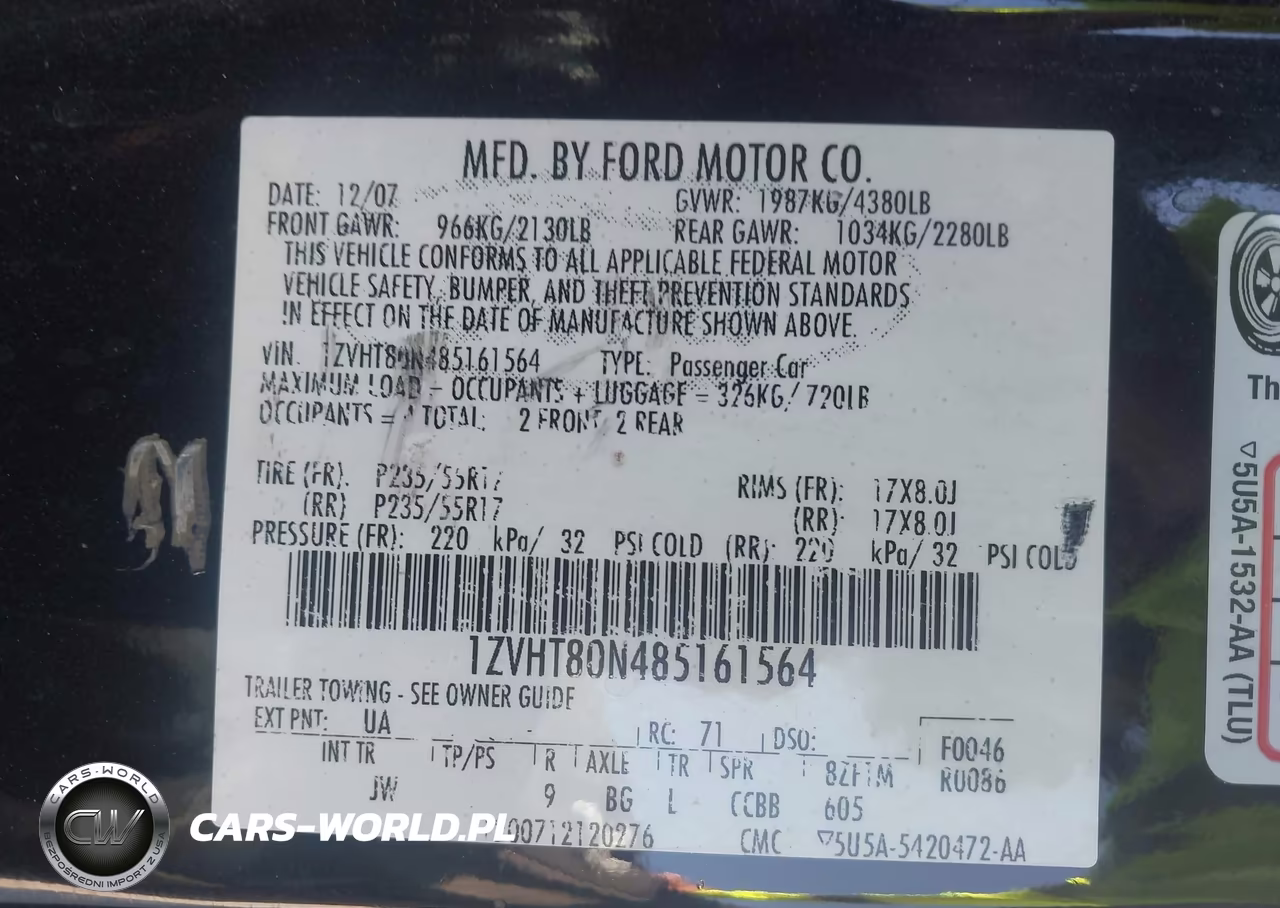 2008 Ford Mustang V6 Deluxe-V6 Premium VIN:1ZVHT80N485161564 - 9