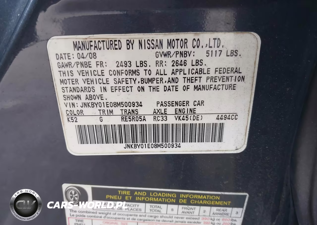 2008 Infiniti M45 VIN:JNKBY01E08M500934 - 9