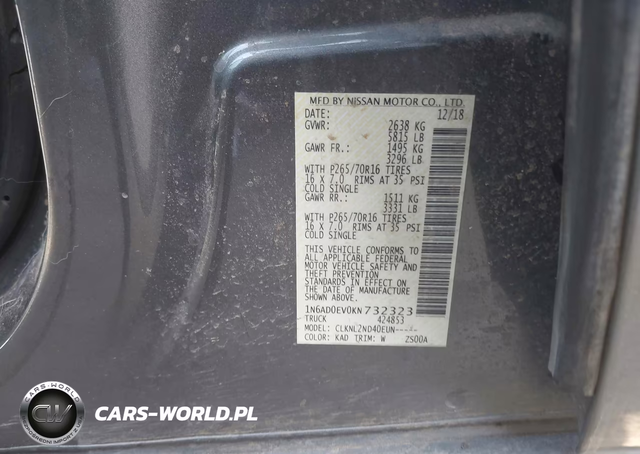 2019 Nissan Frontier Sv VIN:1N6AD0EV0KN732323 - 9