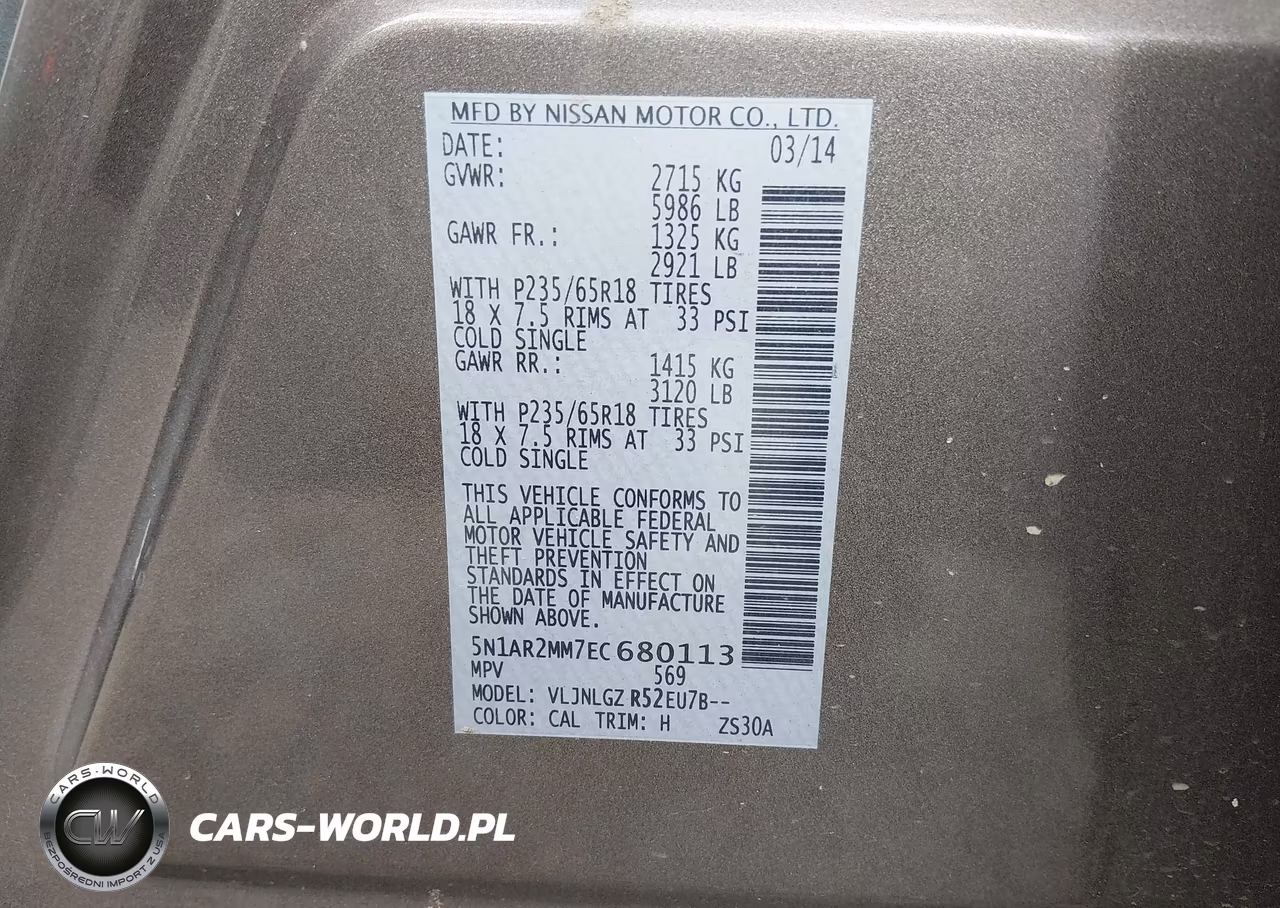 2014 Nissan Pathfinder Sl VIN:5N1AR2MM7EC680113 - 9