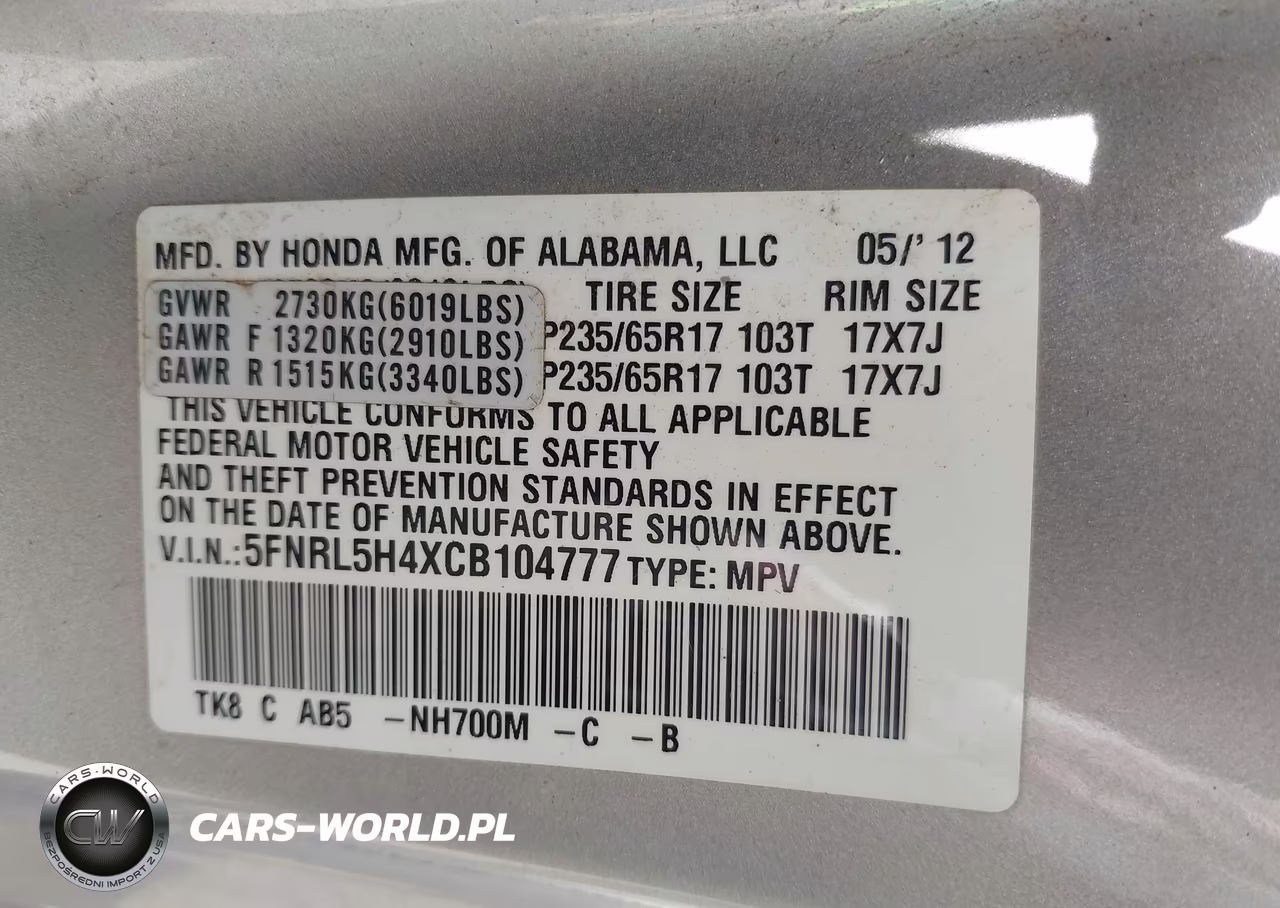 2012 Honda Odyssey Ex VIN:5FNRL5H4XCB104777 - 9