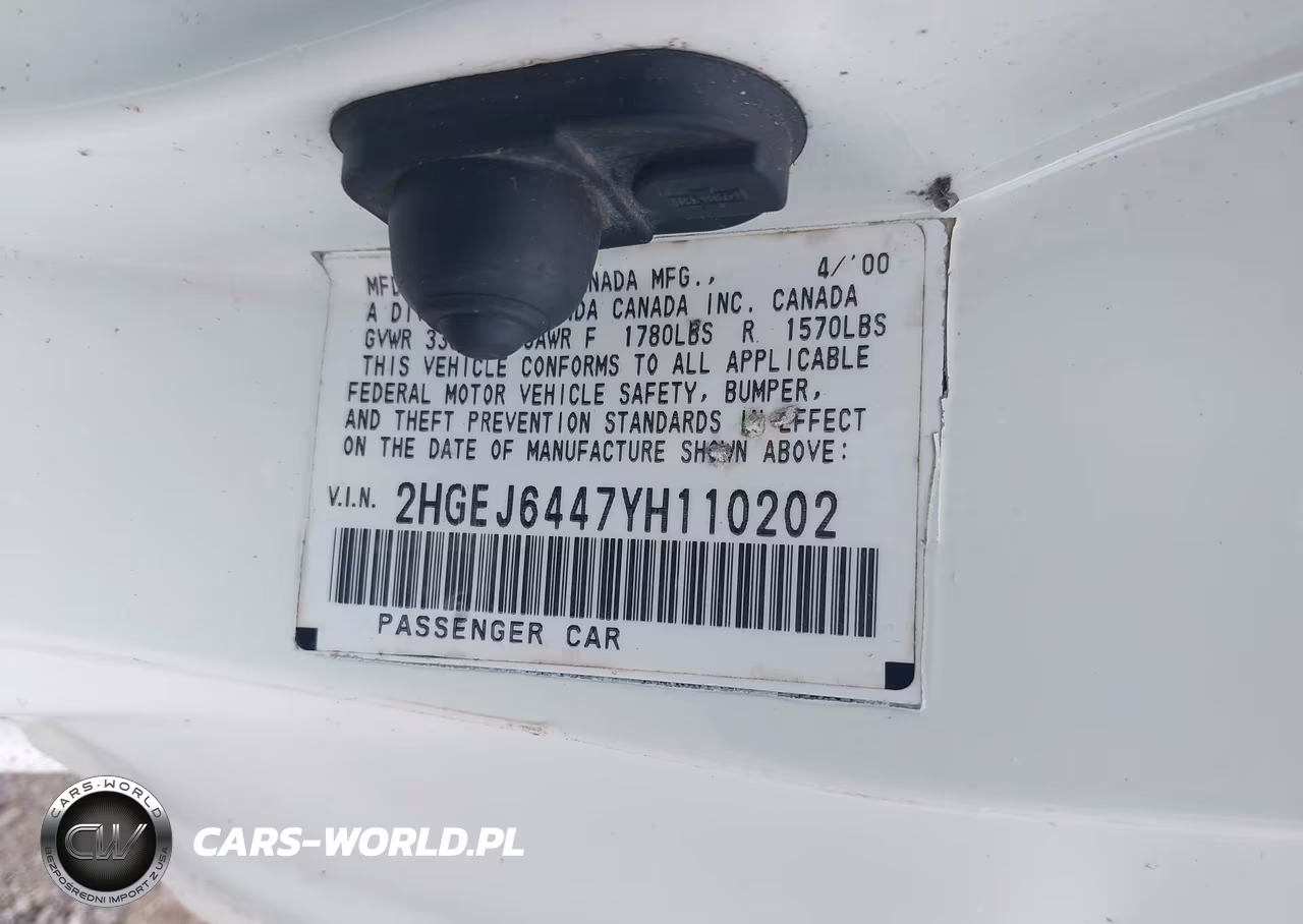 2000 Honda Civic Dx VIN:2HGEJ6447YH110202 - 9