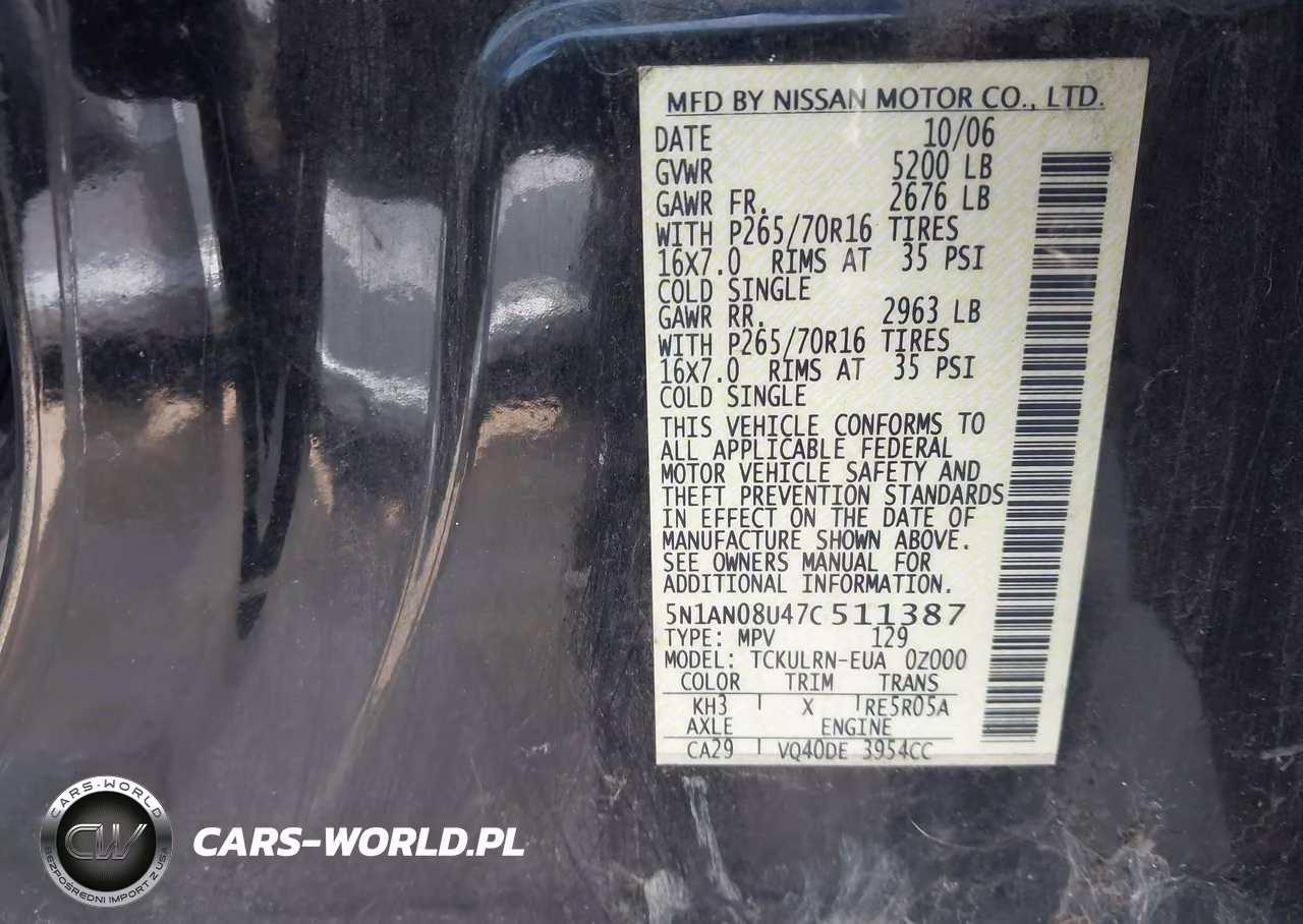 2007 Nissan Xterra S VIN:5N1AN08U47C511387 - 9