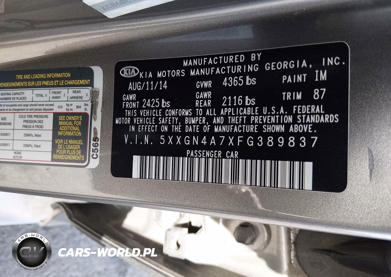 2015 Kia Optima Ex VIN:5XXGN4A7XFG389837 - 9