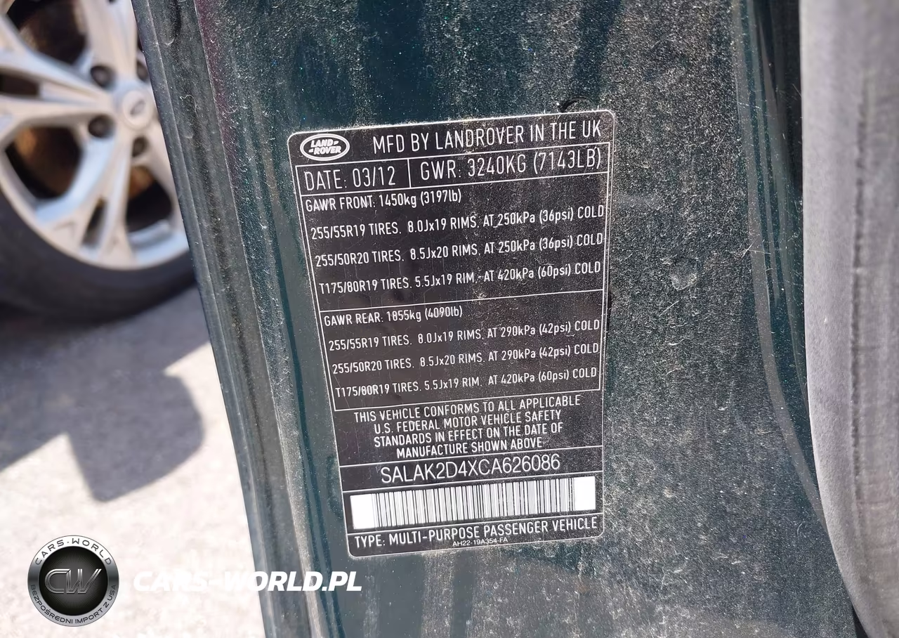 2012 Land Rover Lr4 VIN:SALAK2D4XCA626086 - 9