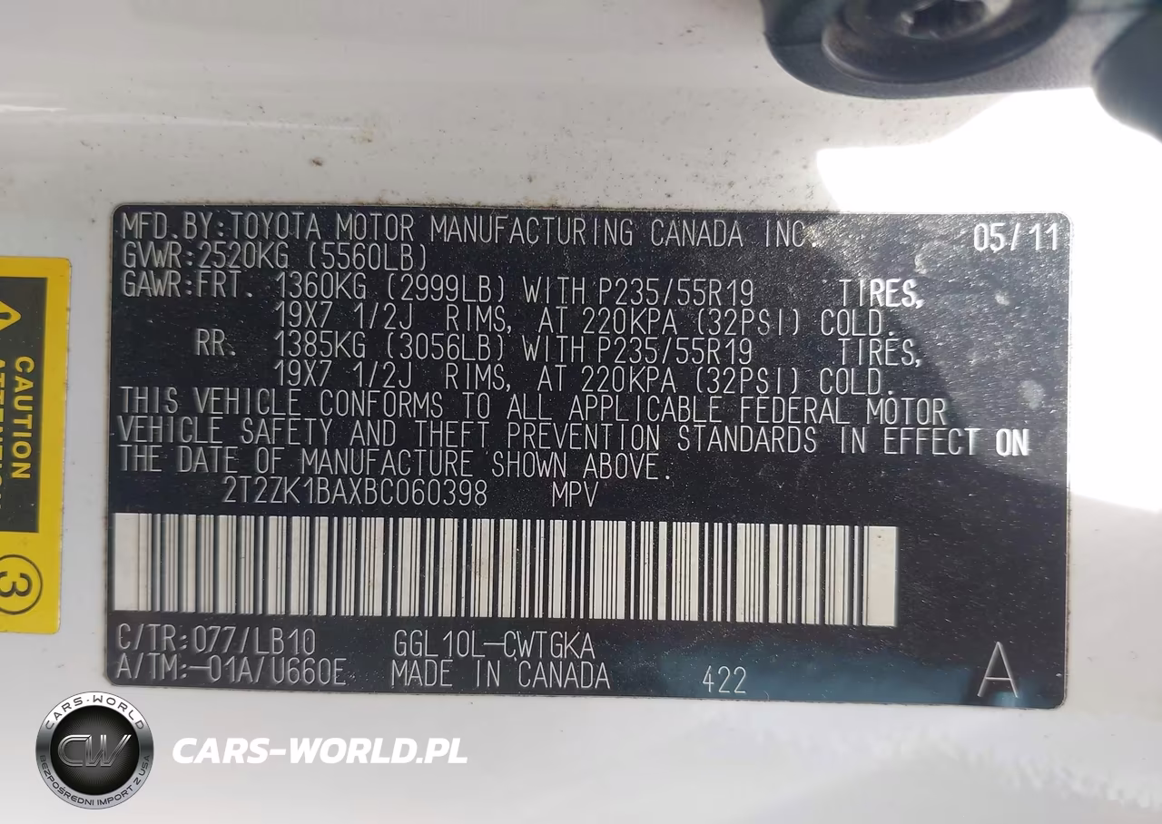 2011 Lexus Rx 350 VIN:2T2ZK1BAXBC060398 - 9