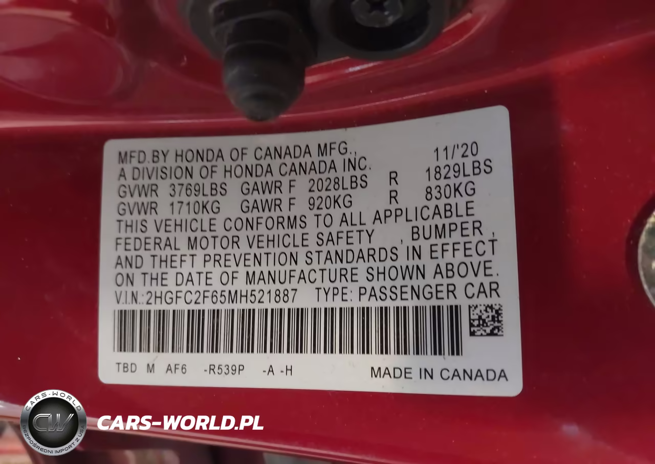 2021 Honda Civic Lx VIN:2HGFC2F65MH521887 - 9