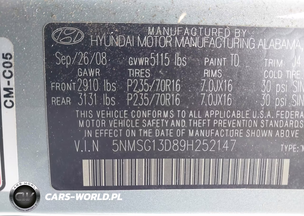 2009 Hyundai Santa Fe Gls VIN:5NMSG13D89H252147 - 9