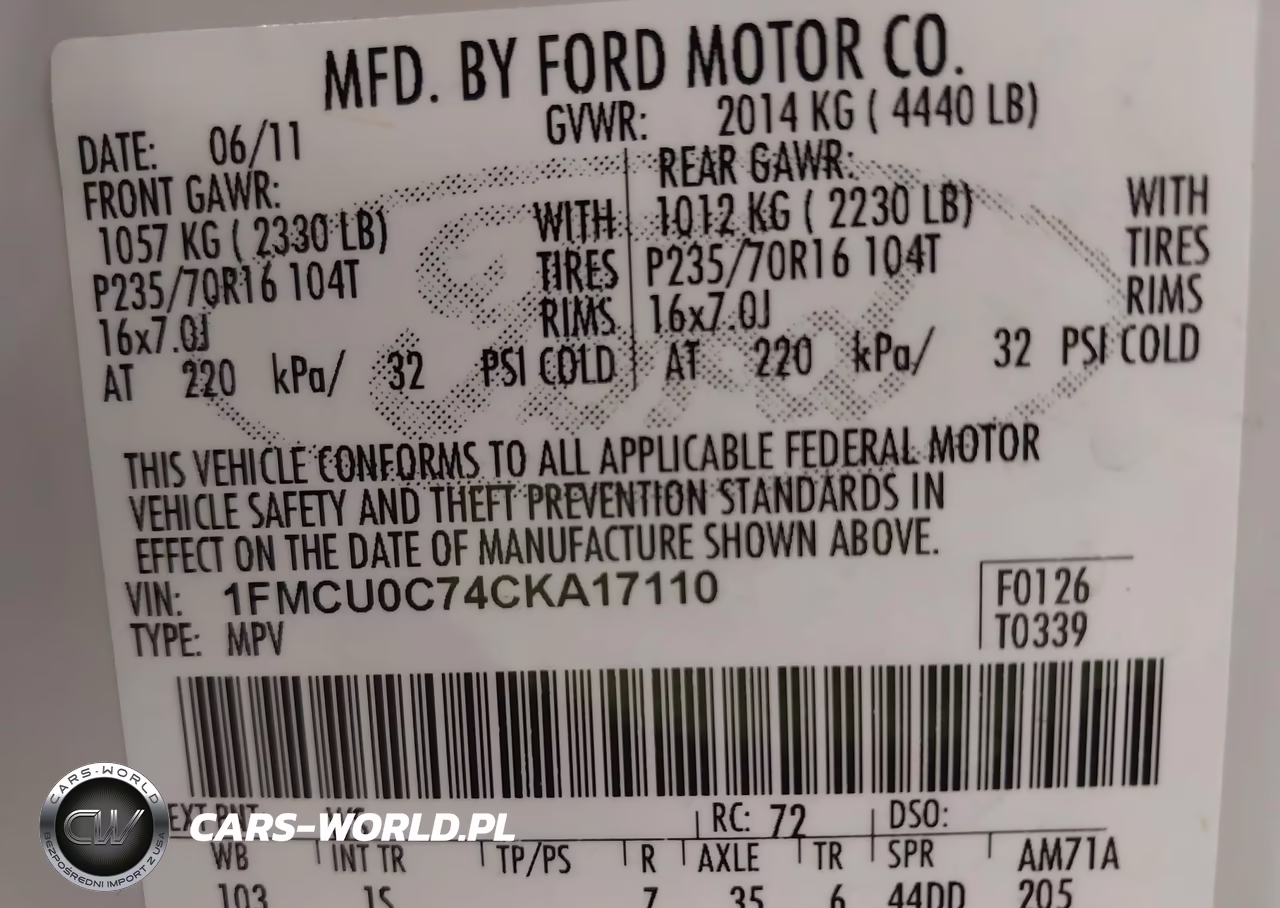 2012 Ford Escape Xls VIN:1FMCU0C74CKA17110 - 9