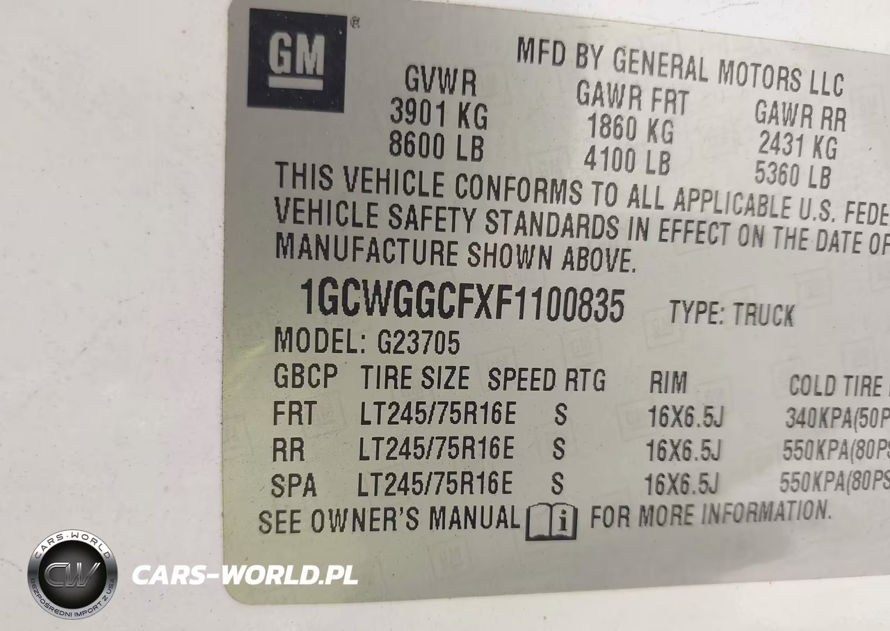 2015 Chevrolet Express 2500 Work Van VIN:1GCWGGCFXF1100835 - 9