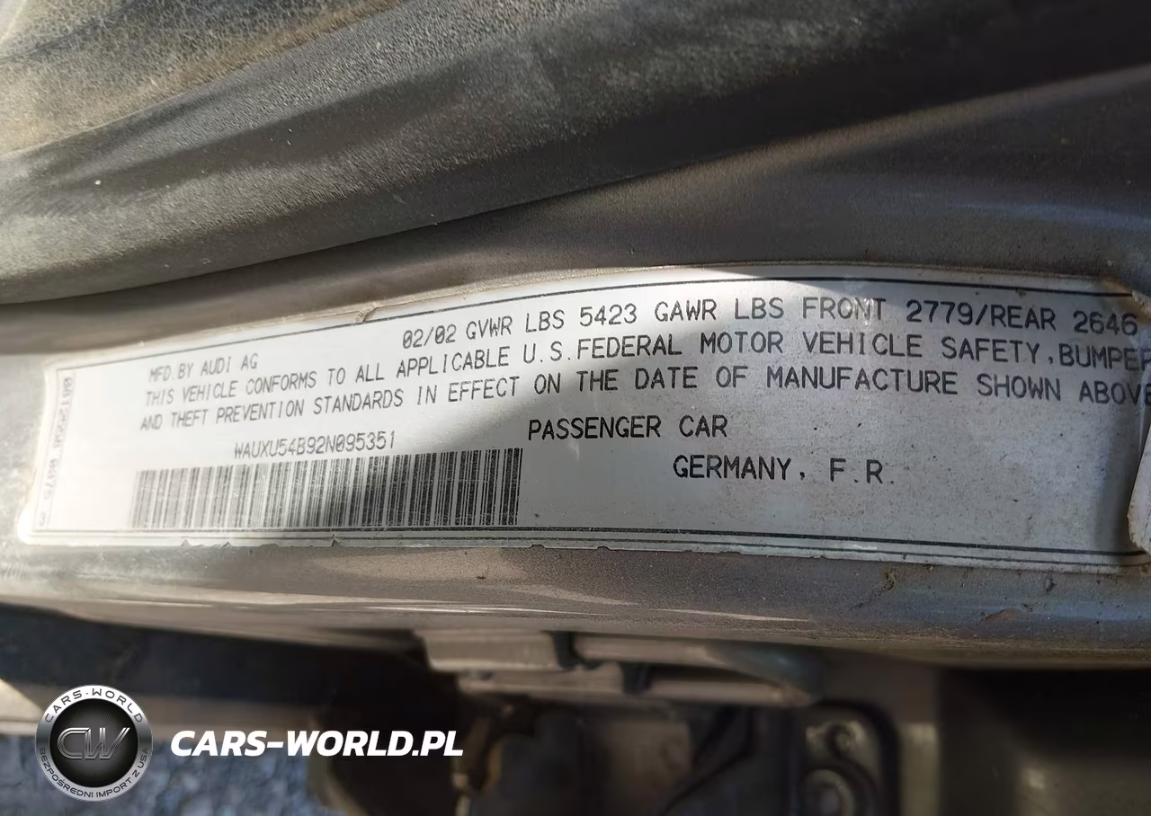 2002 Audi S6 Avant VIN:WAUXU54B92N095351 - 9