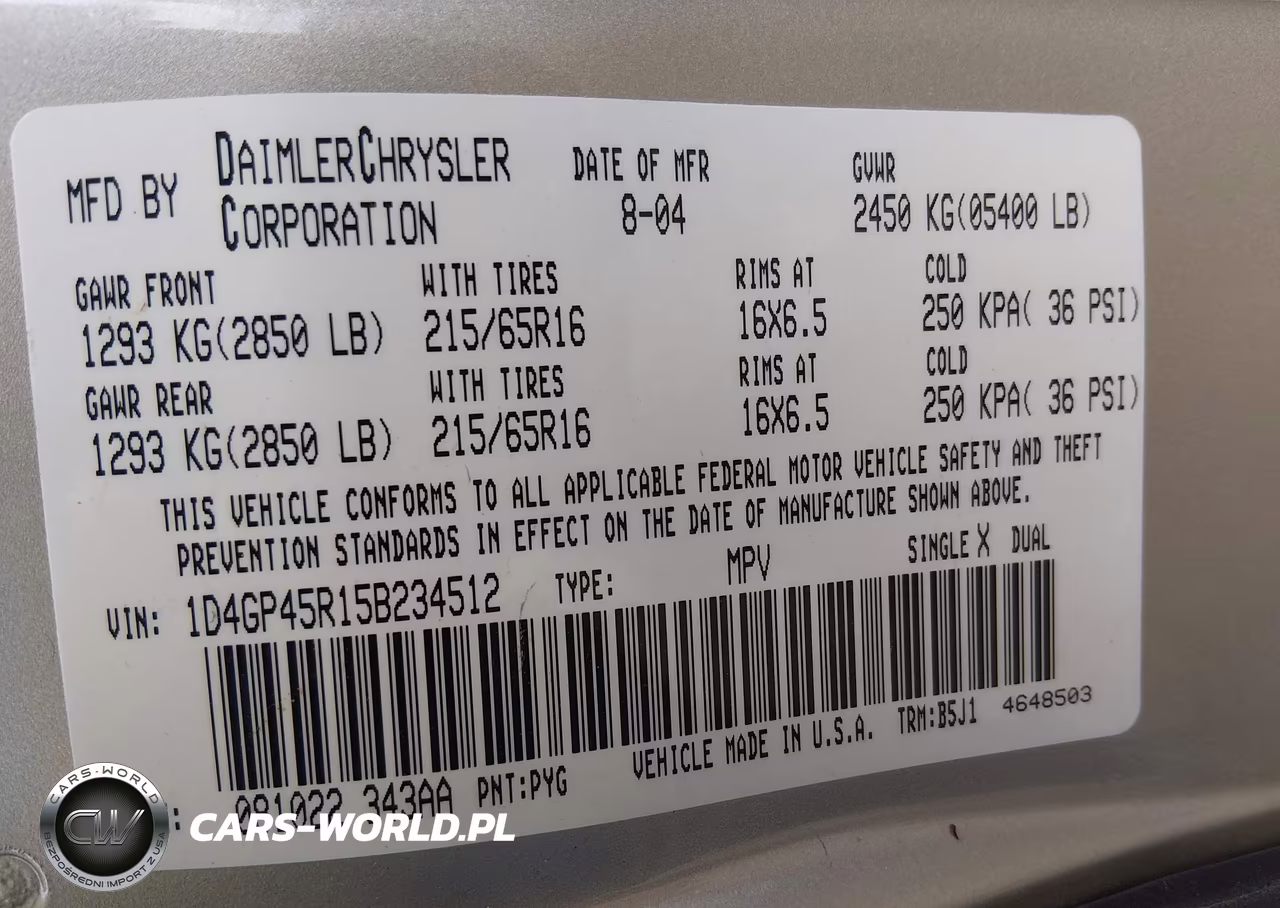 2005 Dodge Caravan Sxt VIN:1D4GP45R15B234512 - 9