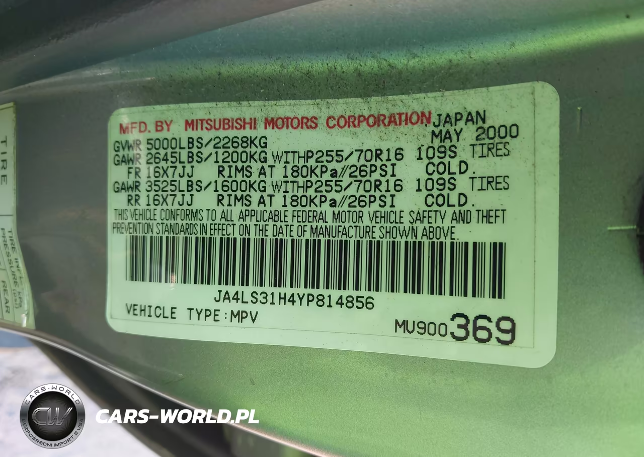 2000 Mitsubishi Montero Sport Ls-Xls VIN:JA4LS31H4YP814856 - 9