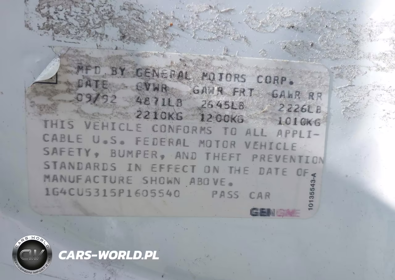 1993 Buick Park Avenue Ultra VIN:1G4CU5315P1605540 - 9