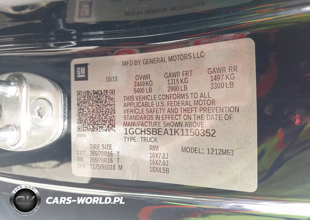 2019 Chevrolet Colorado Wt VIN:1GCHSBEA1K1150352 - 9