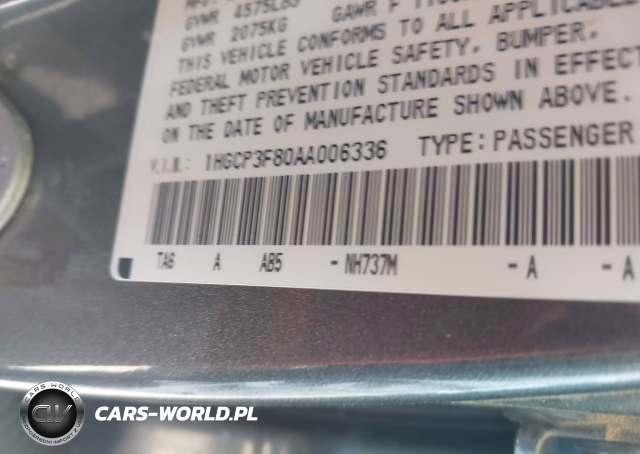 2010 Honda Accord 3.5 Ex-L VIN:1HGCP3F80AA006336 - 9