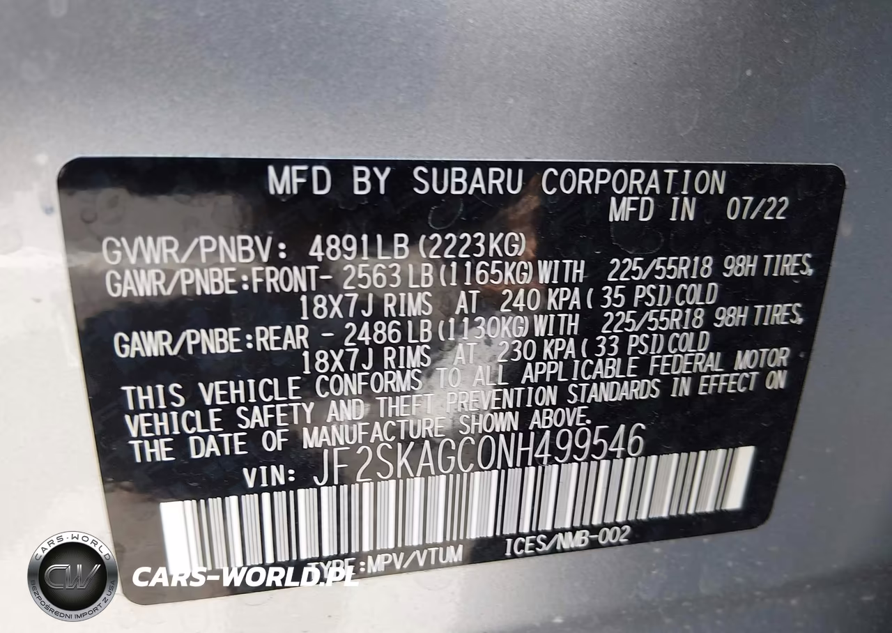 2022 Subaru Forester Sport VIN:JF2SKAGC0NH499546 - 9