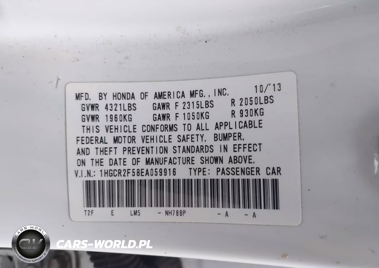 2014 Honda Accord Sport VIN:1HGCR2F58EA059916 - 9