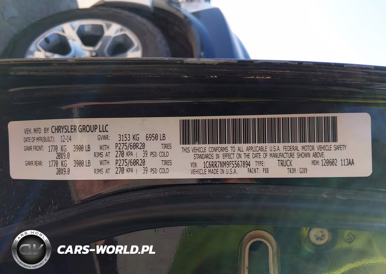 2015 Ram 1500 Laramie VIN:1C6RR7NM9FS567894 - 9