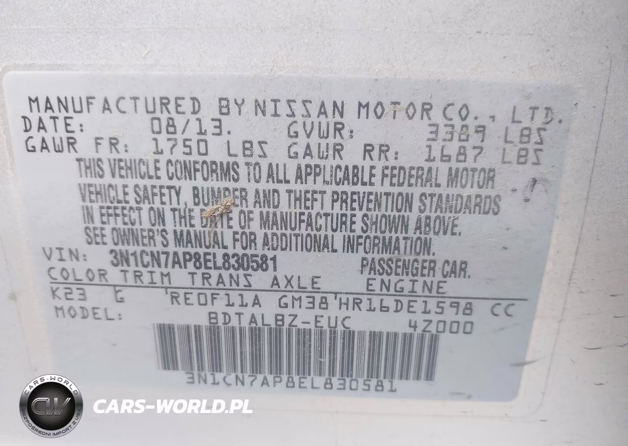 2014 Nissan Versa 1.6 Sv VIN:3N1CN7AP8EL830581 - 9