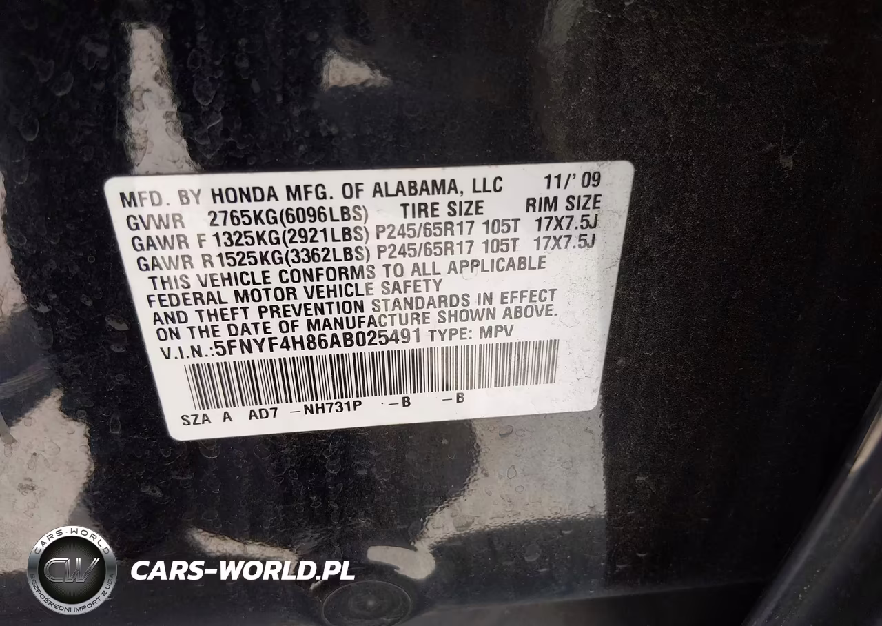 2010 Honda Pilot Touring VIN:5FNYF4H86AB025491 - 9