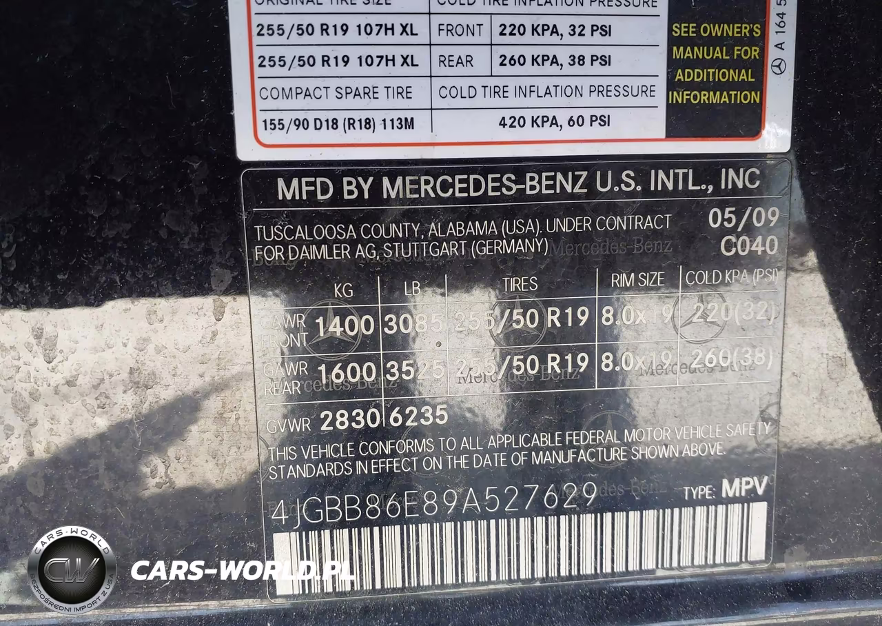 2009 Mercedes-Benz Ml 350 4Matic VIN:4JGBB86E89A527629 - 9