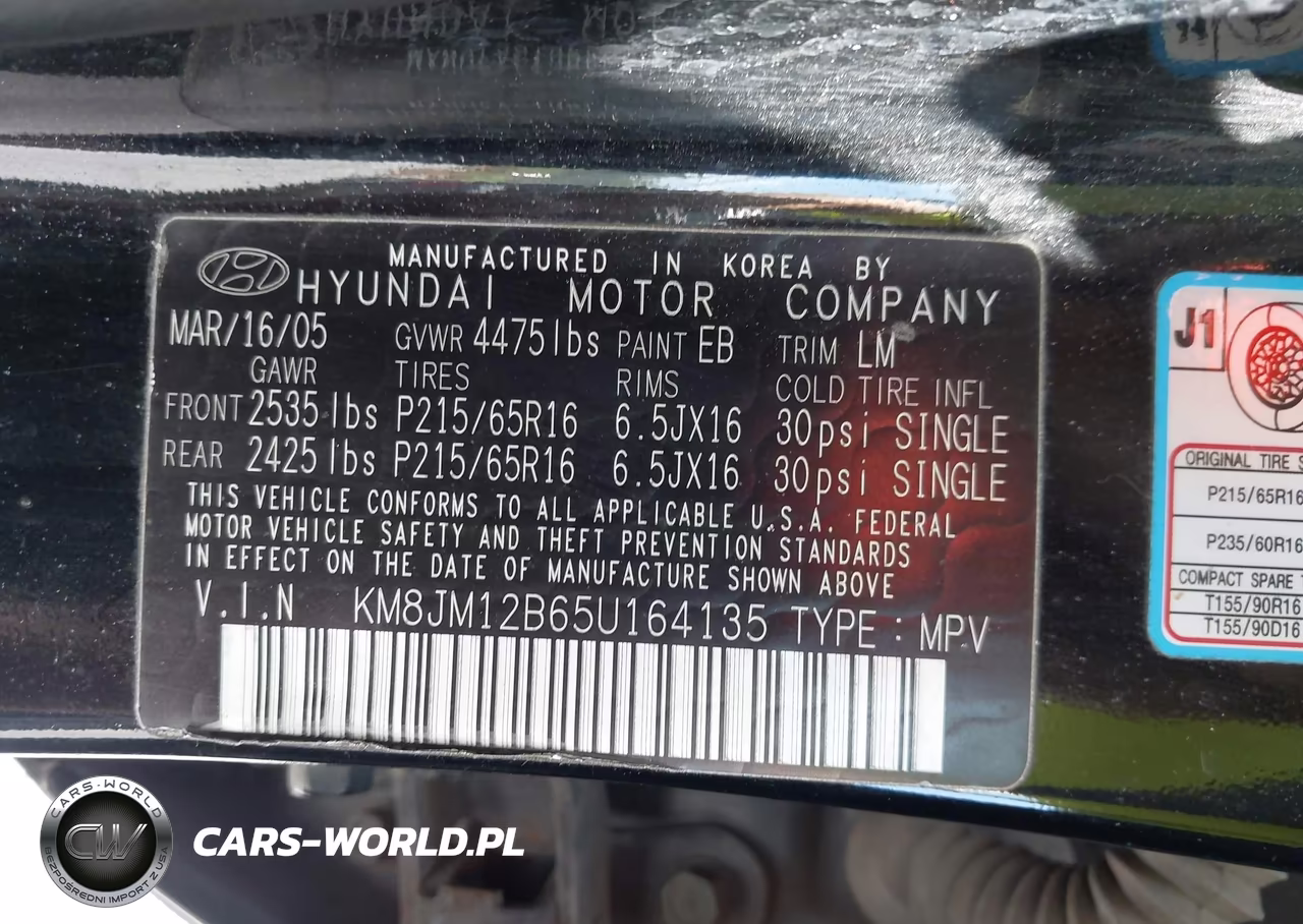 2005 Hyundai Tucson Gl VIN:KM8JM12B65U164135 - 9