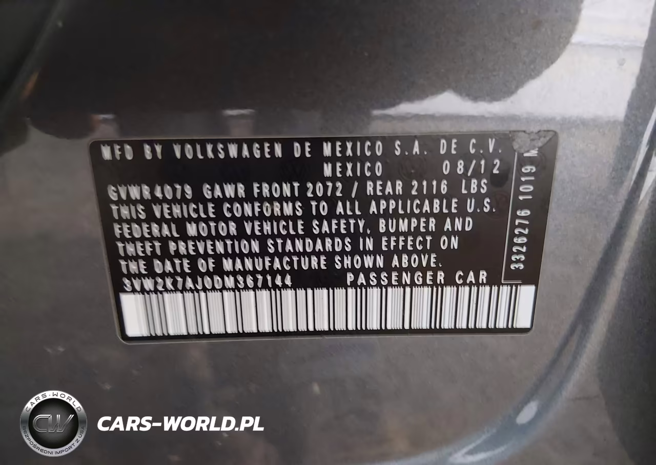 2013 Volkswagen Jetta 2.0L S VIN:3VW2K7AJ0DM367144 - 9